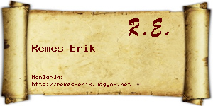 Remes Erik névjegykártya